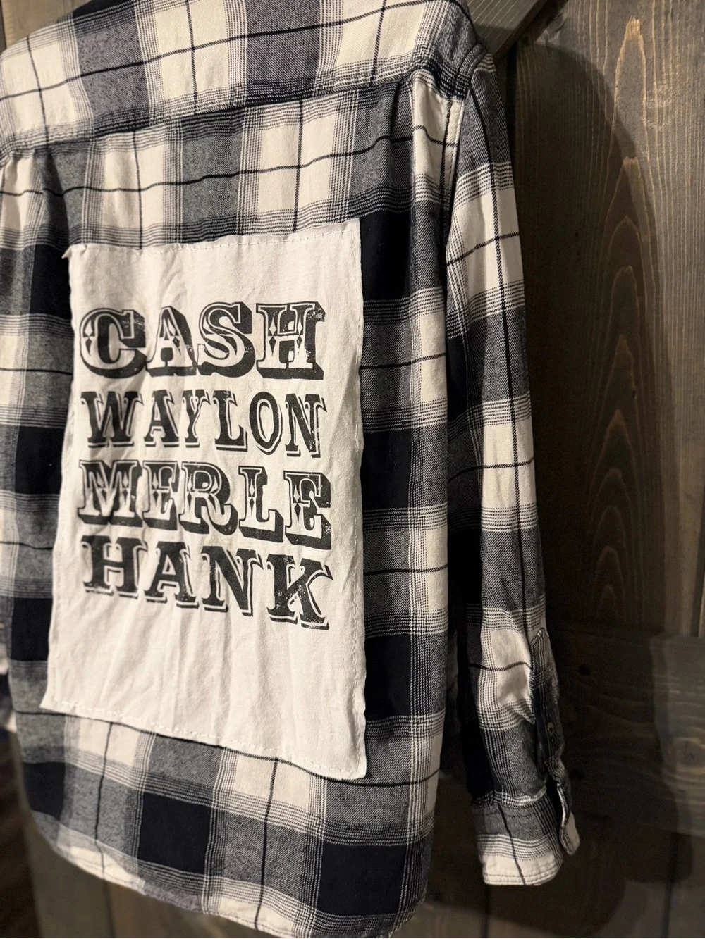 Upcycled Cash Waylon Merle and Hank Flannel Shirt Large